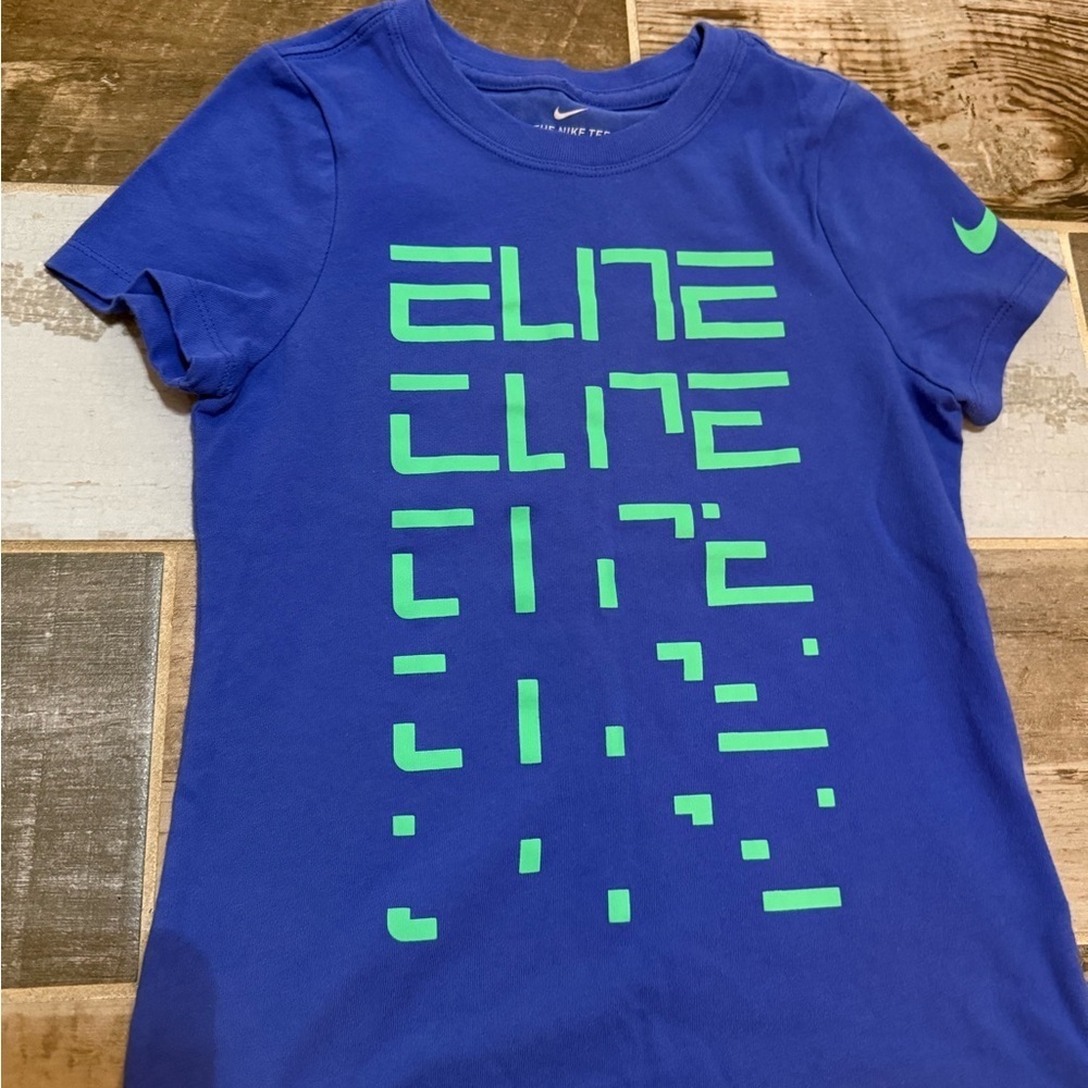 Nike Kids Short Sleeve Tee in Purple/Blue with Green Graphics